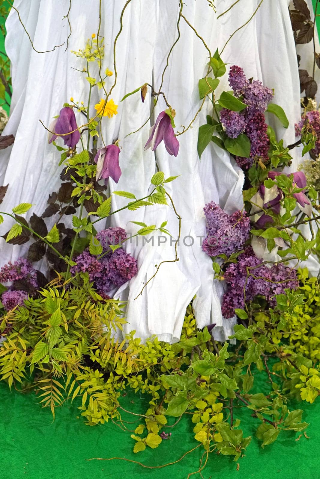 Dress with real plants and flowers