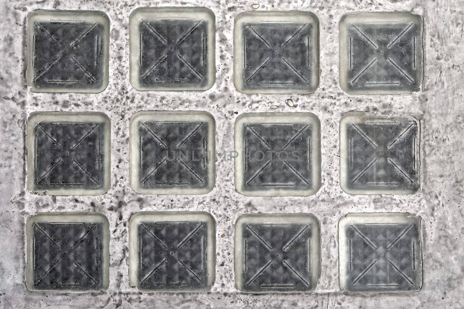 Clear glass blocks in floor pavement