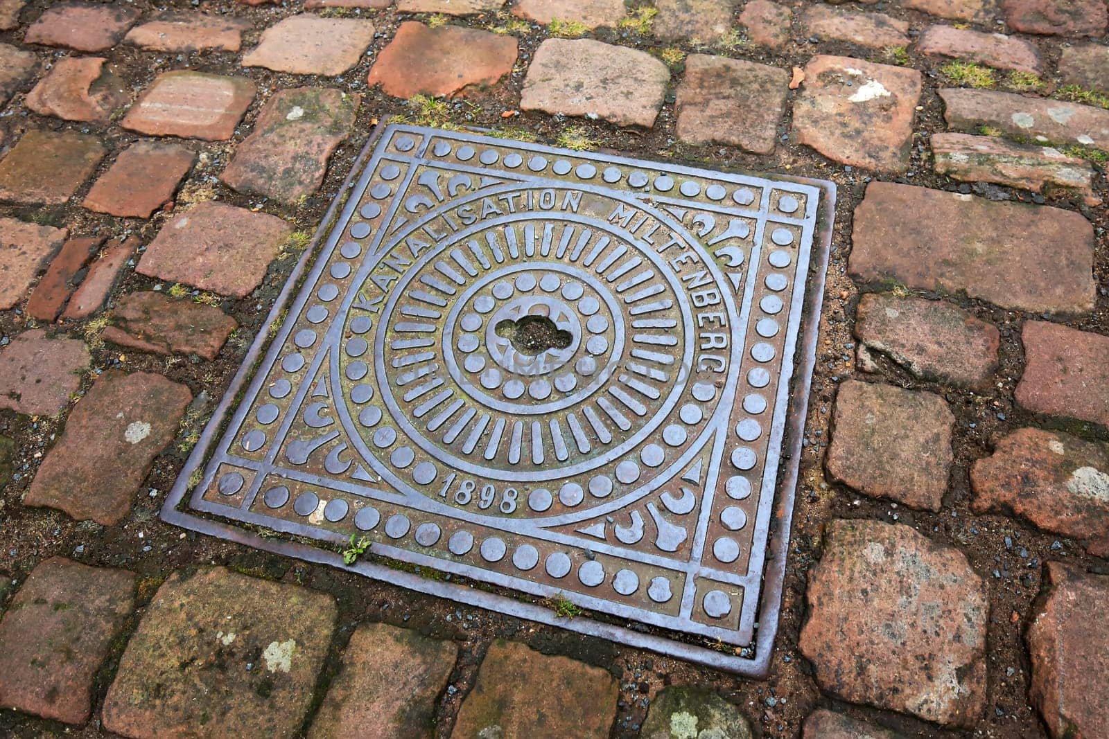 Miltenberg, Bayern / Germany - 13 07 2020: Manhole cover of the city of Miltenberg