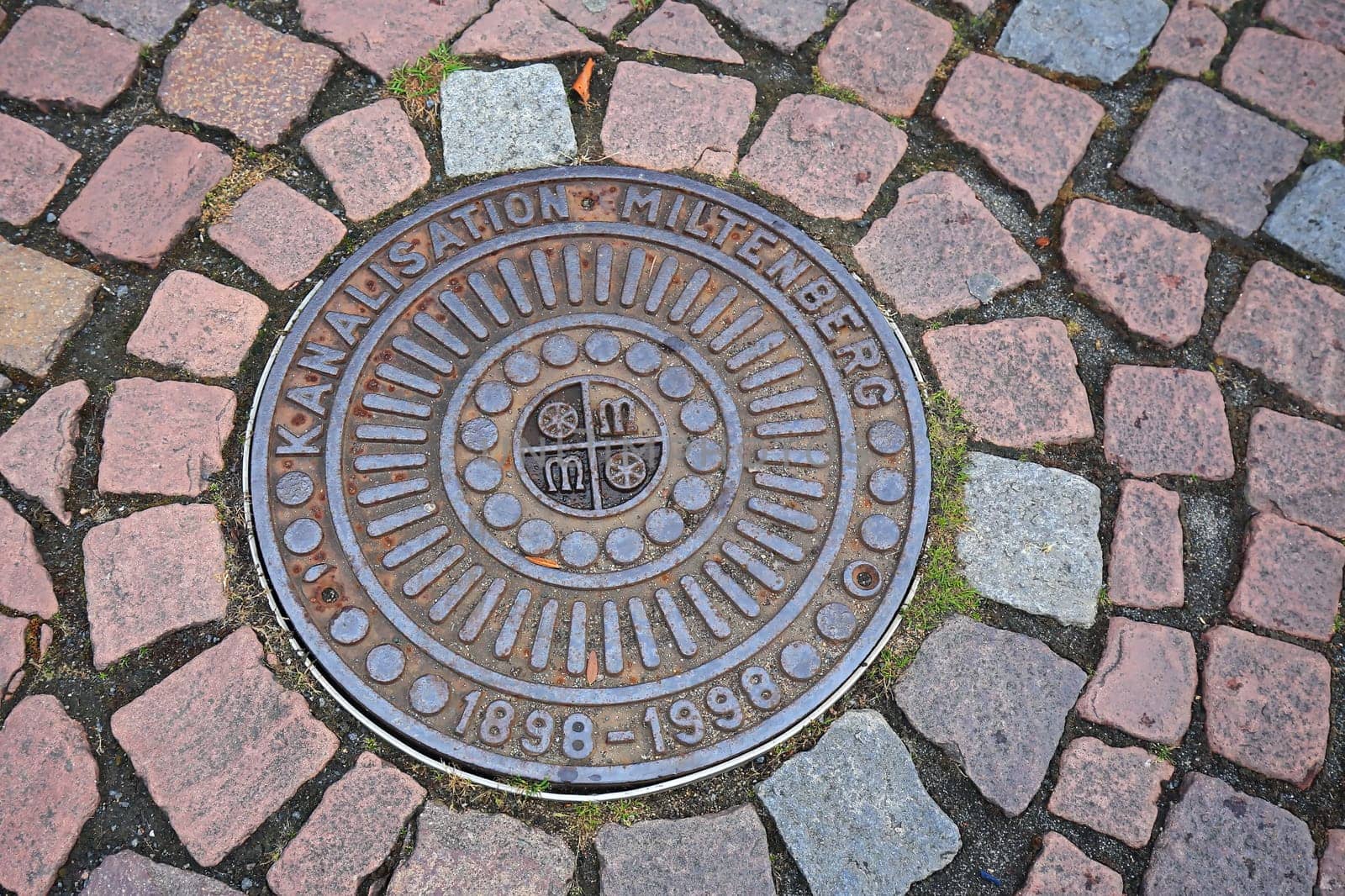 Miltenberg, Bayern / Germany - 13 07 2020: Manhole cover of the city of Miltenberg