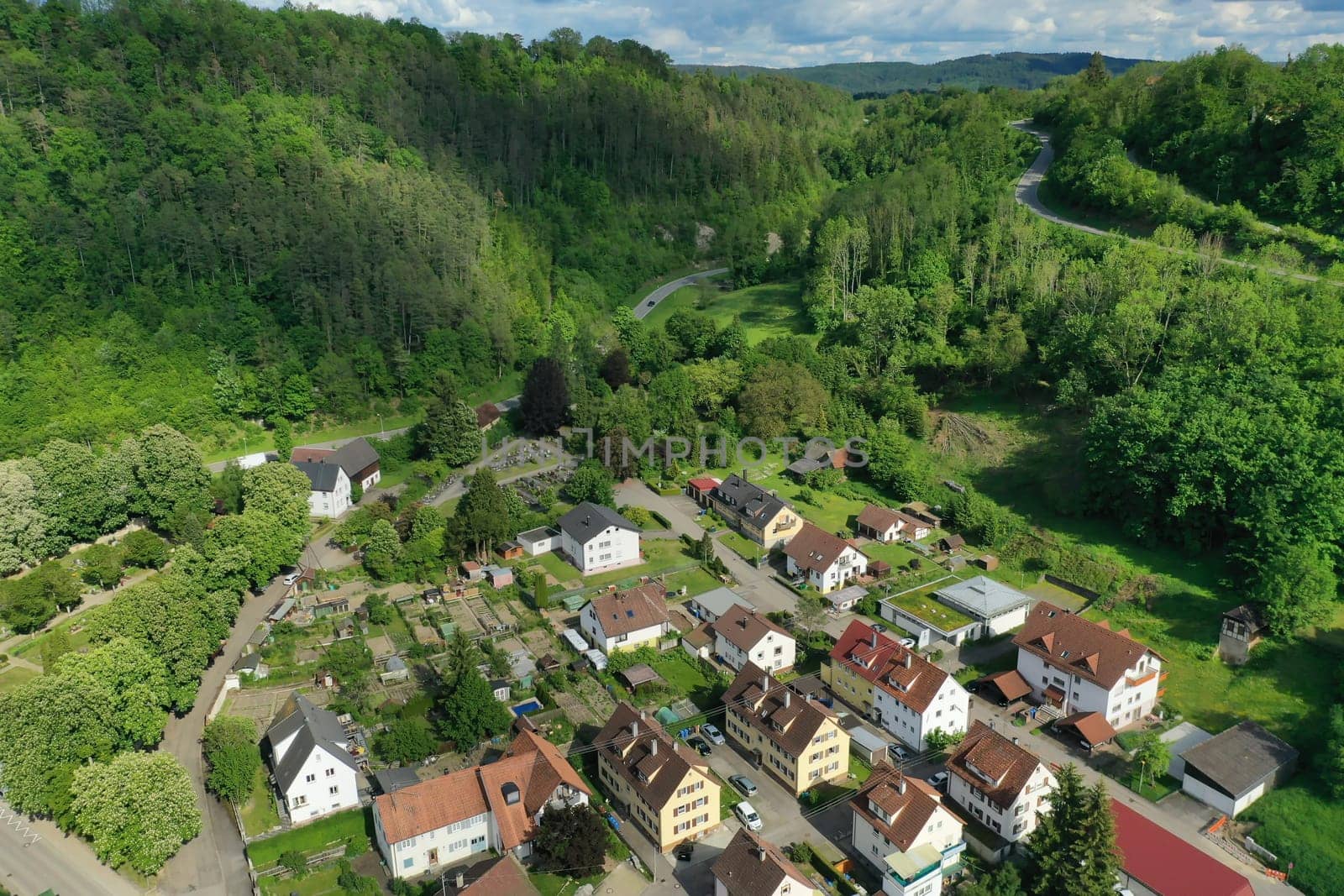 Townscape of Sulz am Neckar from above