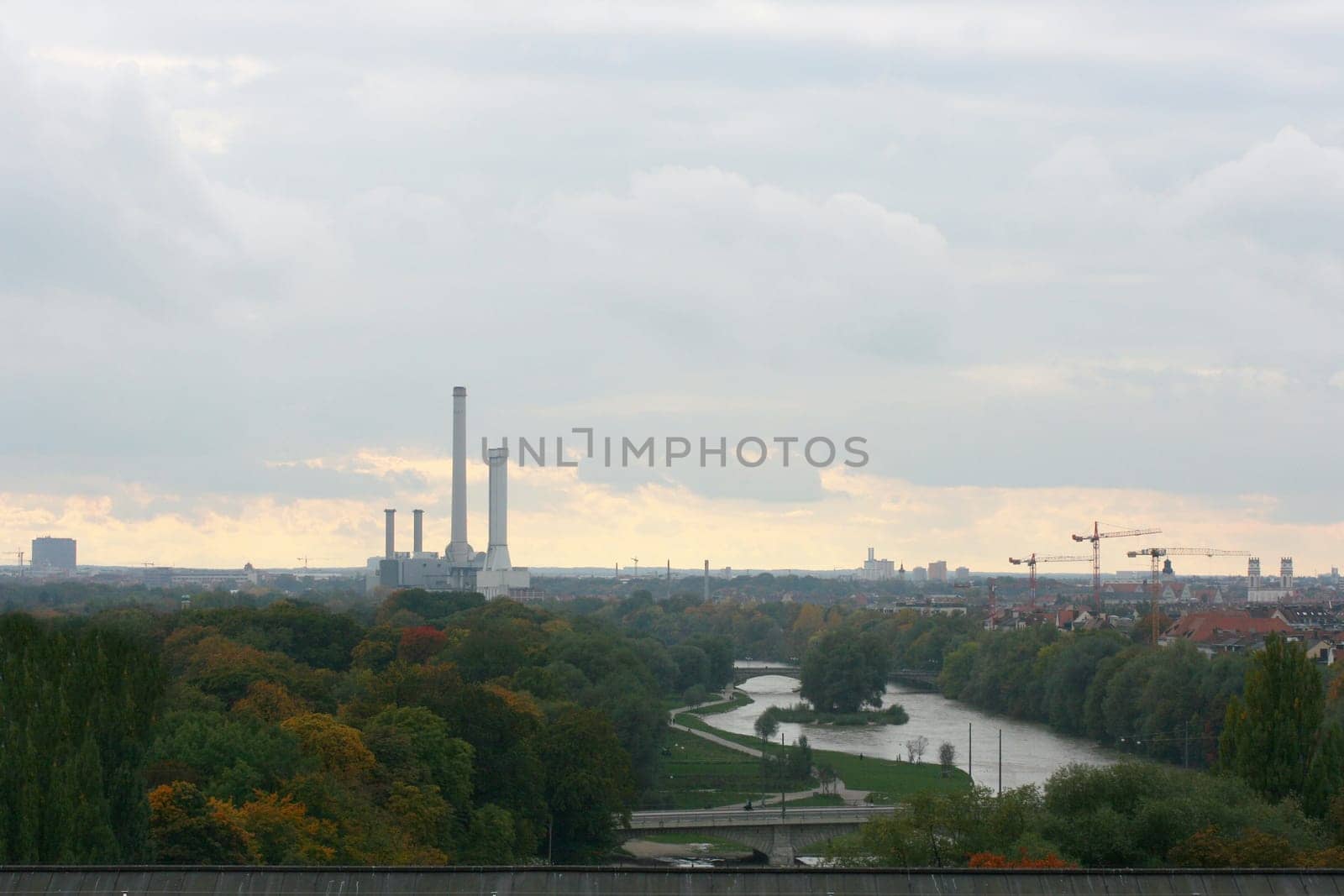 Evening view over Munich, Bavaria, Germany.