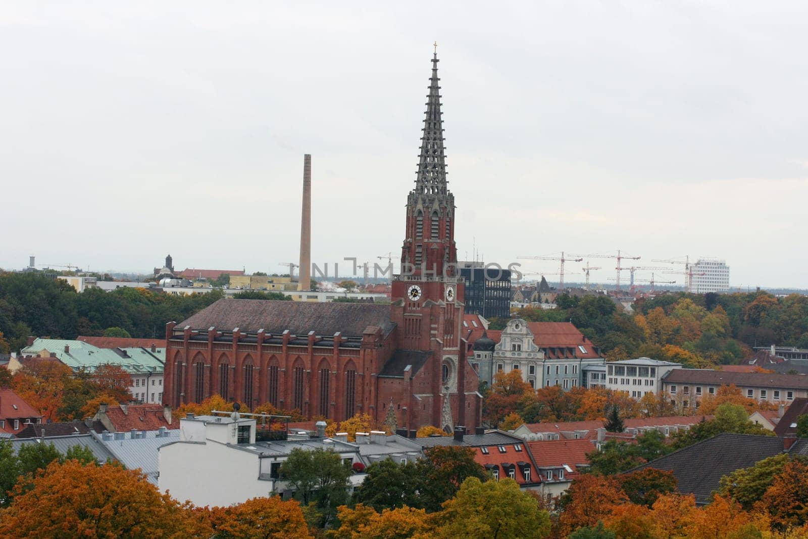 View Mariahilfcurch in the center of Munich.