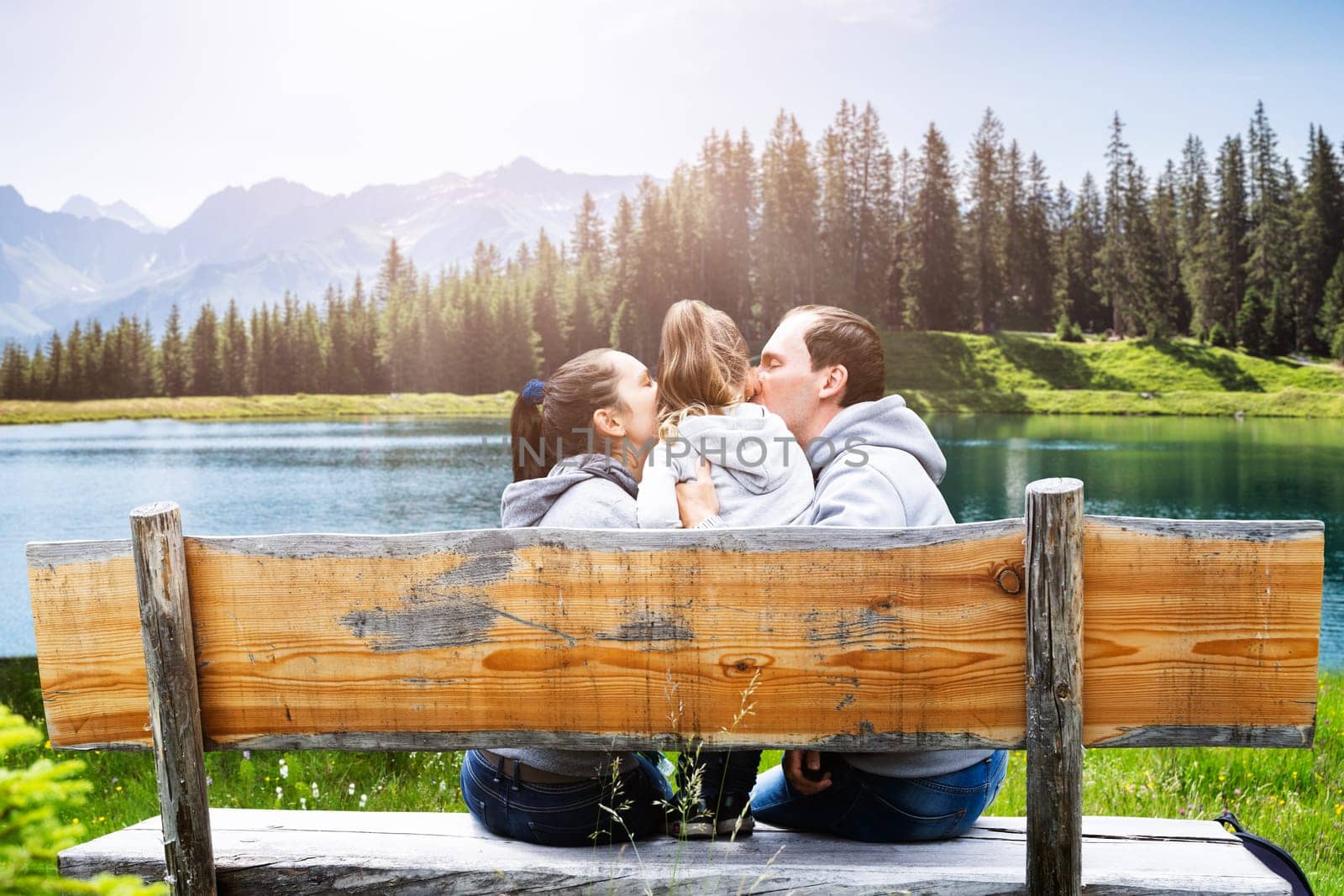 Family Man And Woman Couple Romantic Photo In Mountains