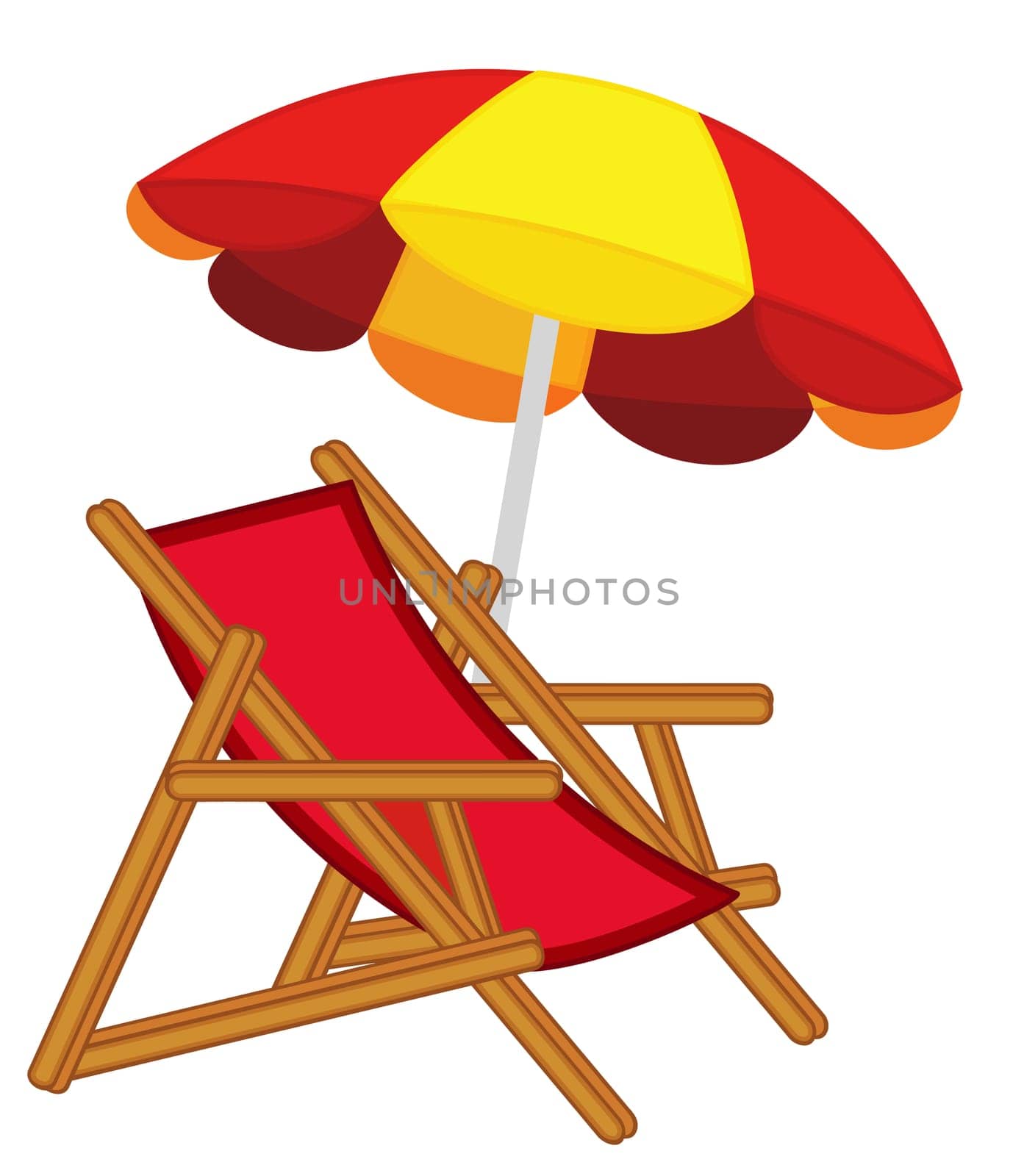 beach chair summer relax umbrella illustration