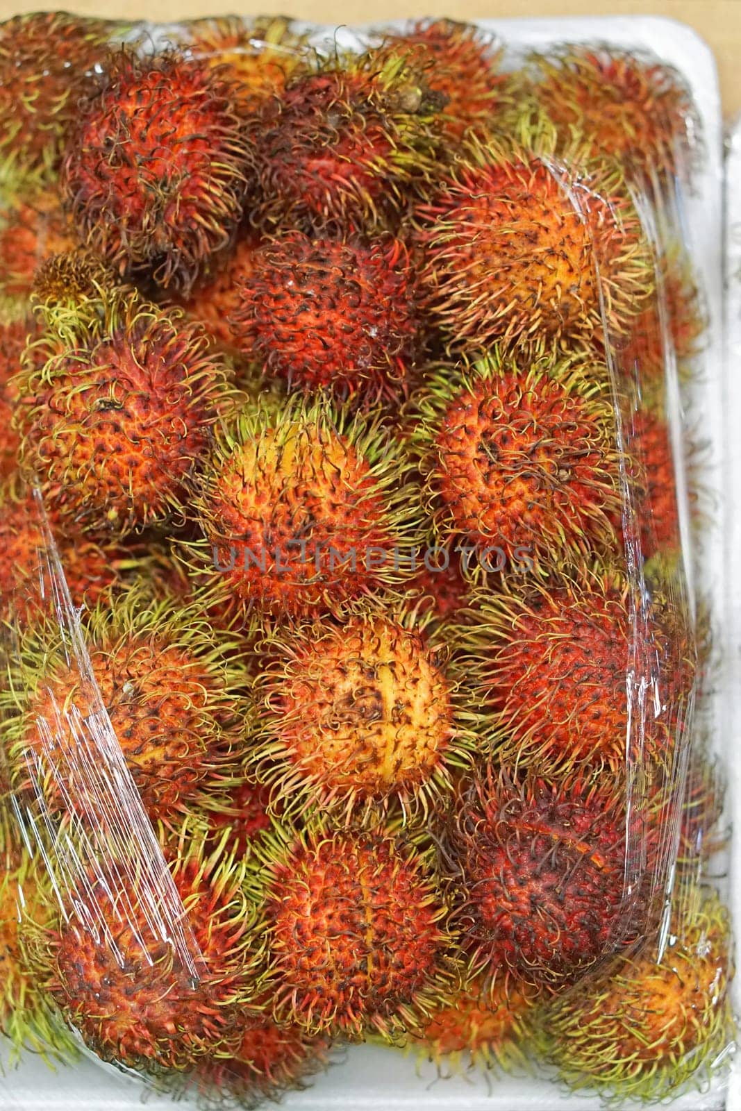 Lychee tropical fruit in tray