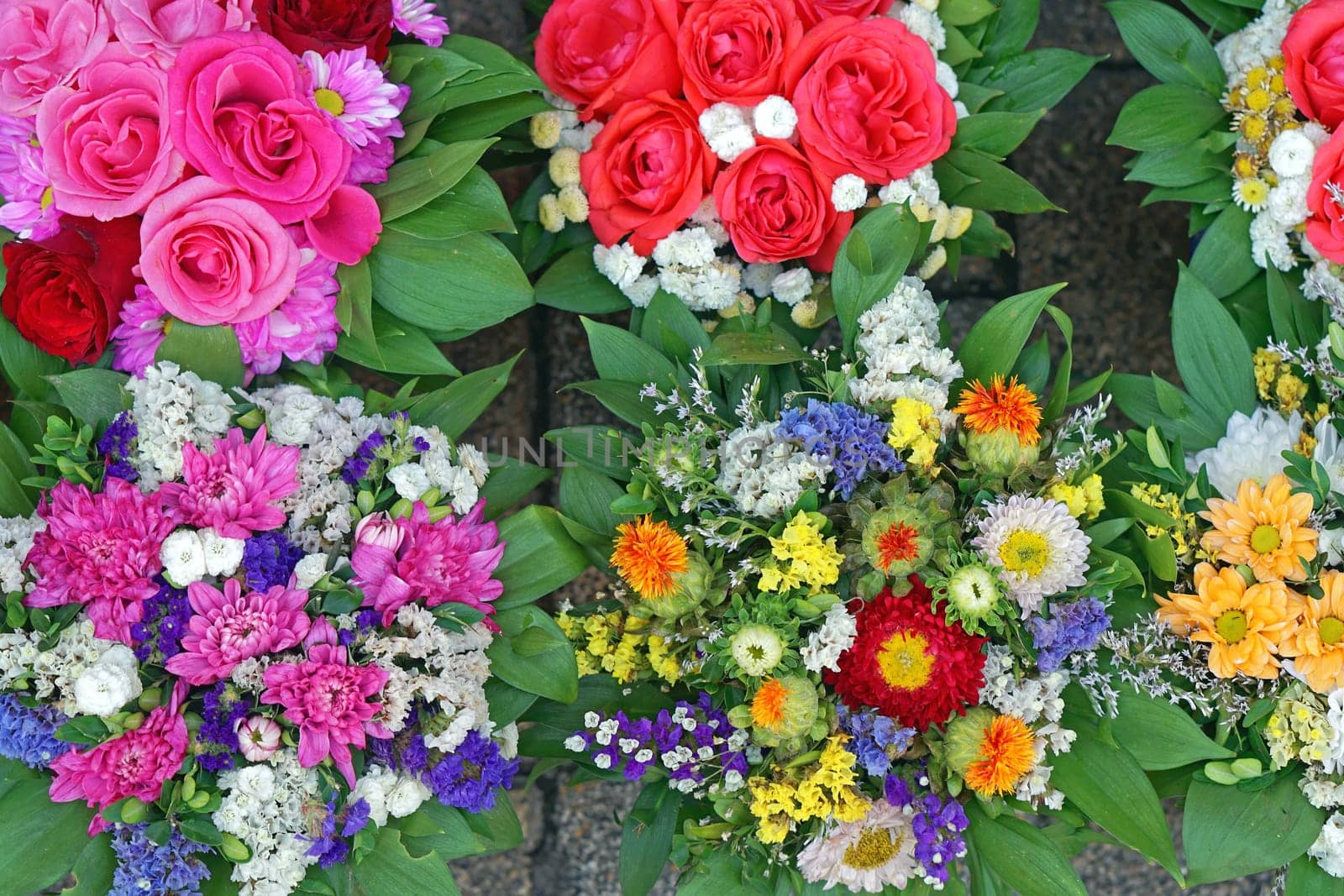 Fresh flowers bouquets at flower shop