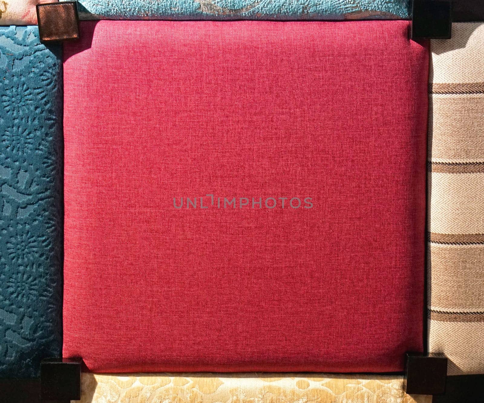Red textile material square chair seat