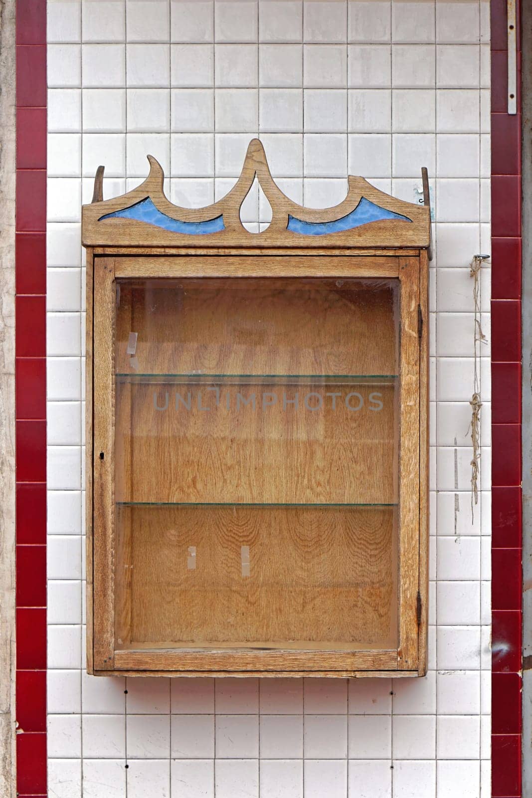 Empty window shelf at exterior wall