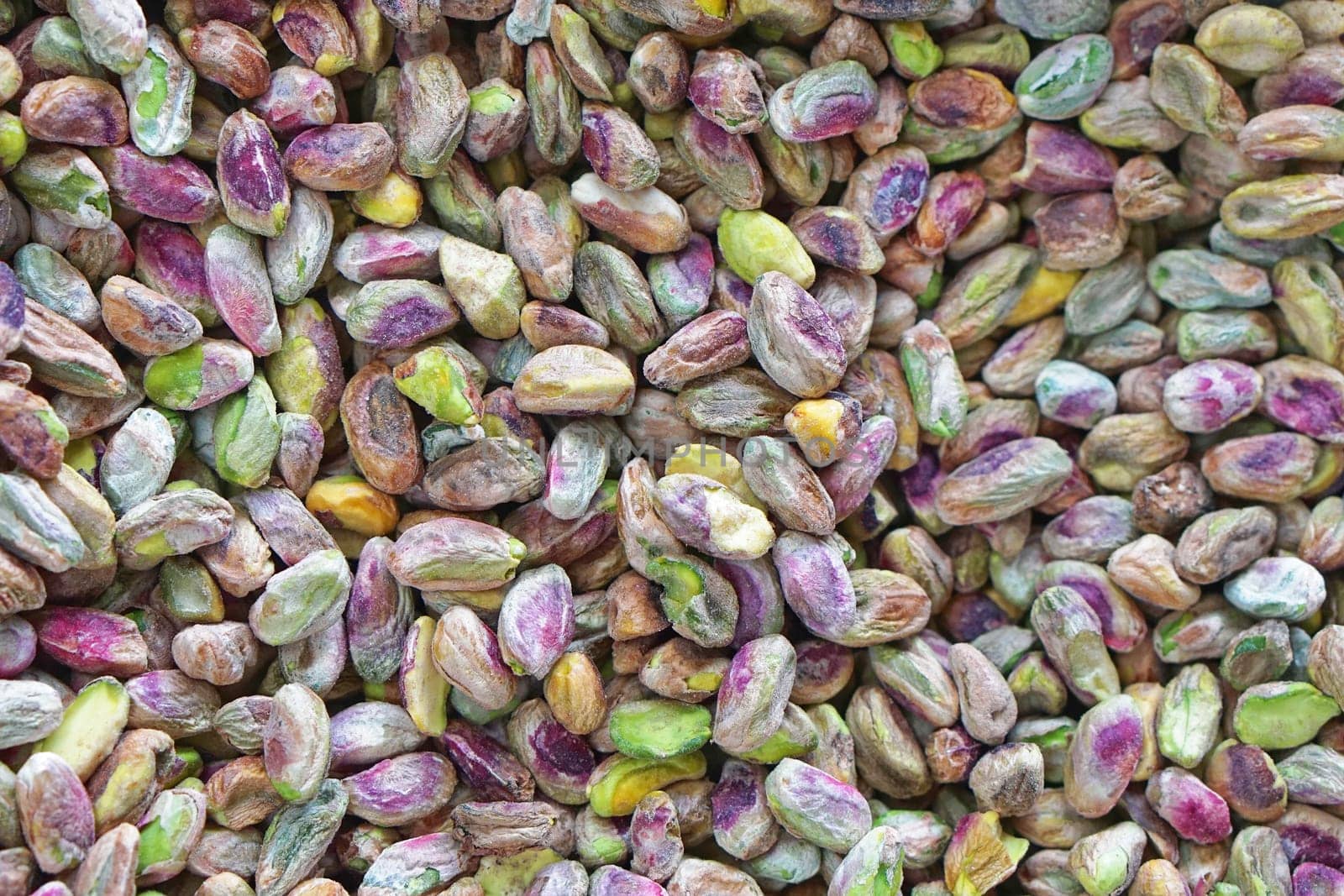 Big bunch of shelled pistachio nuts
