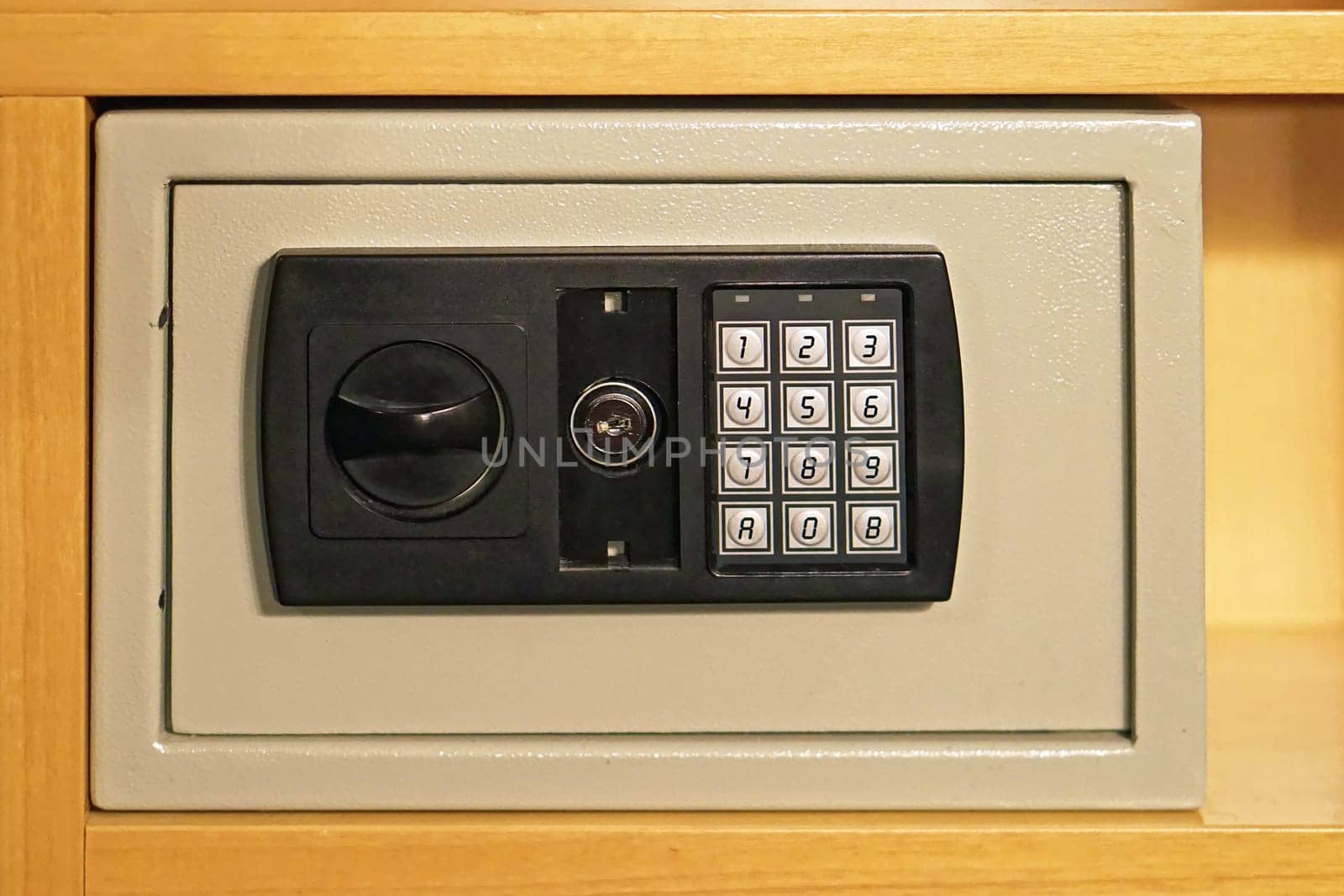 Safe box with digital keypad lock in wardrobe
