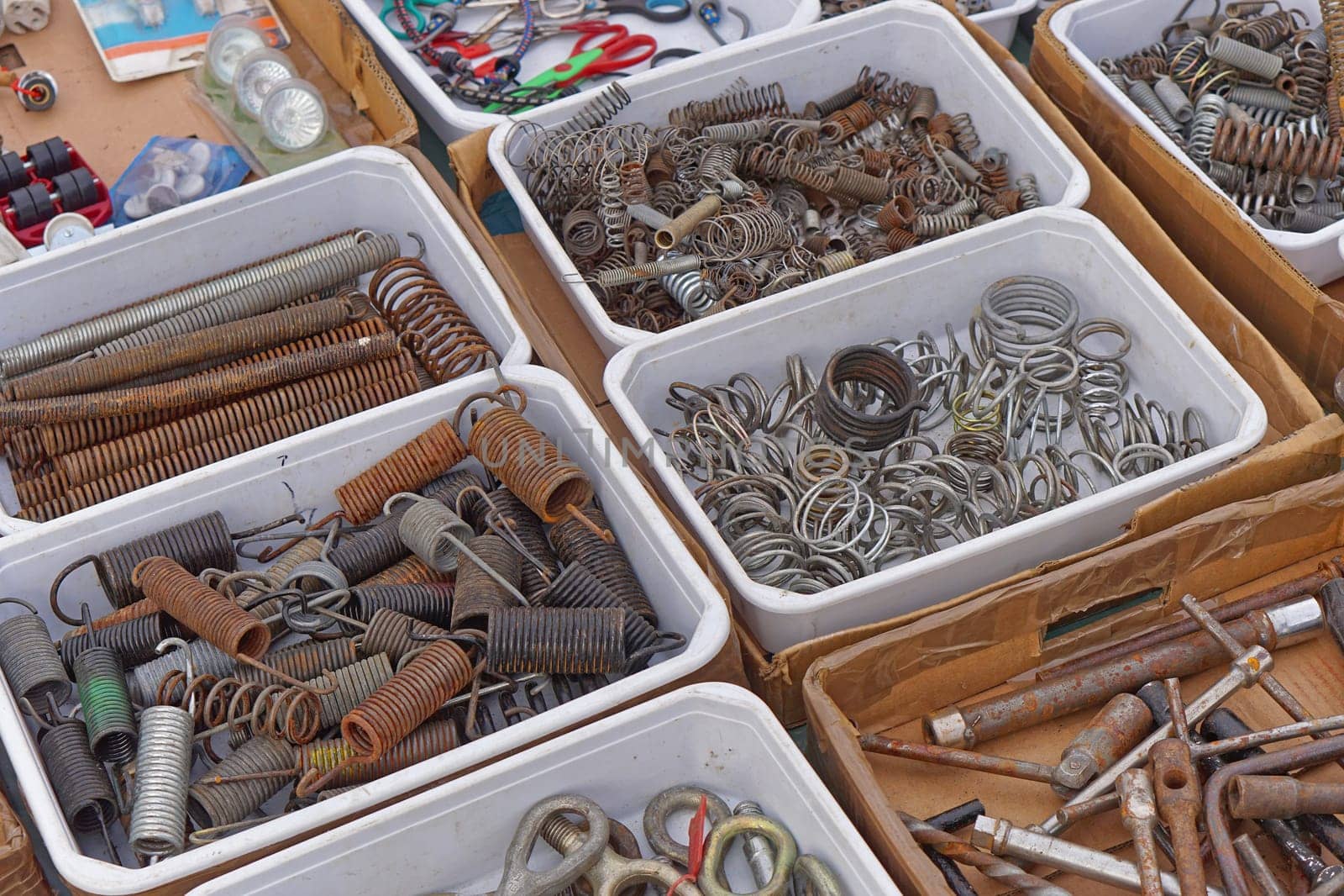 Spring coils various size and dimensions in boxes