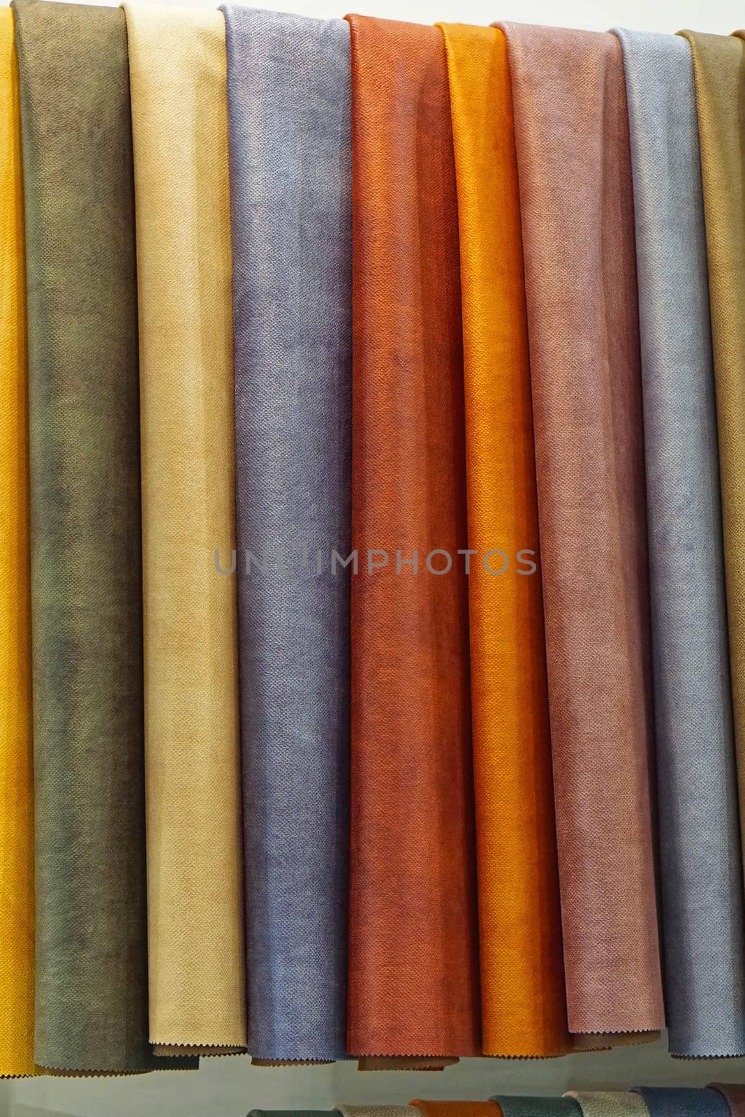 Various color textile material samples