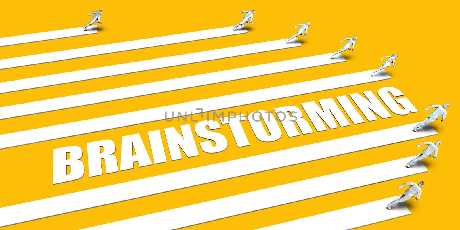 Brainstorming Concept with Business People Running on Yellow