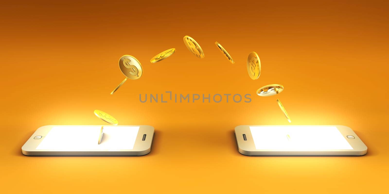 Mobile Payment and Transfer of Cash Concept