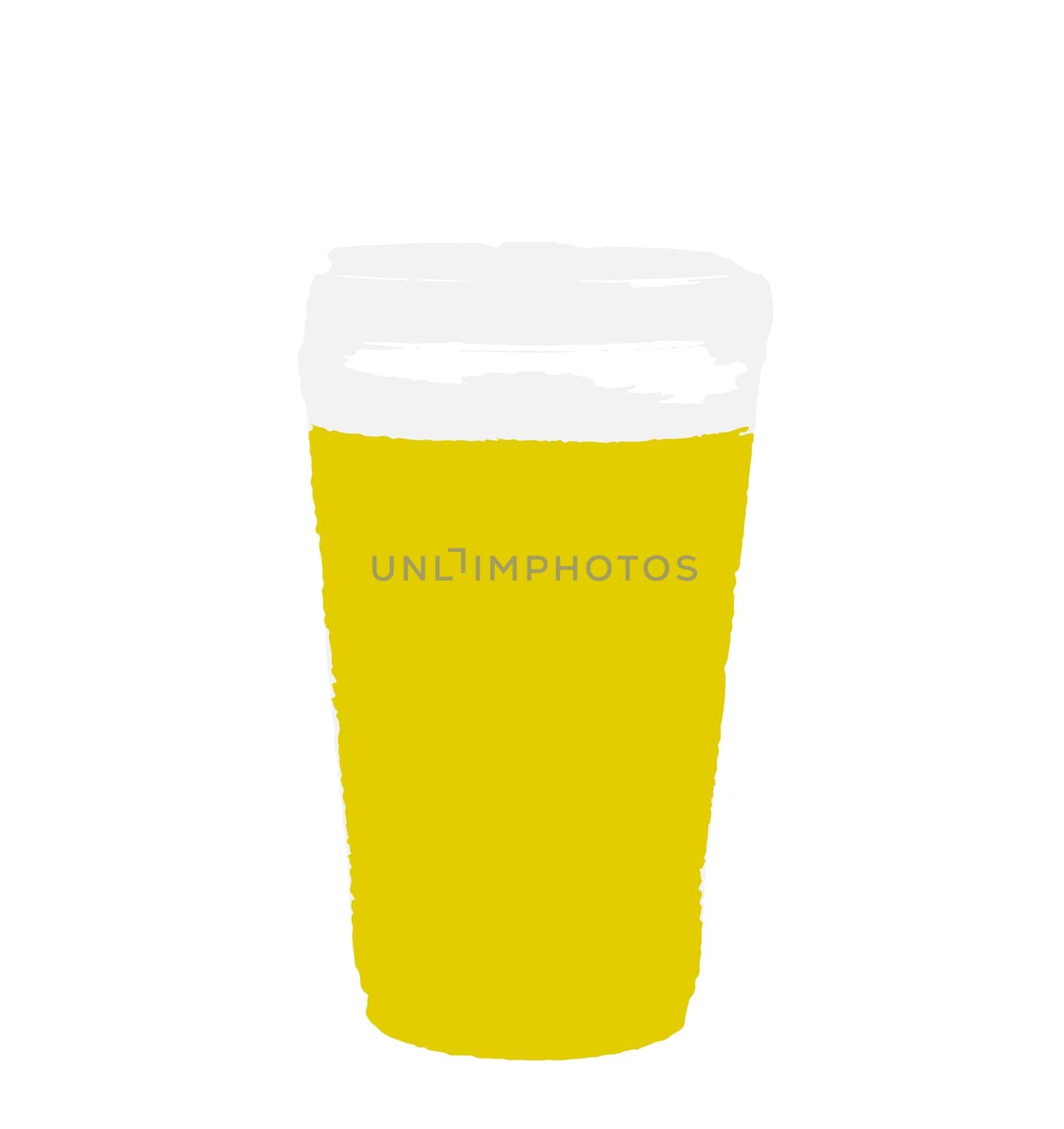 Frosty glass of beer isolated on white background. Conical pint glass