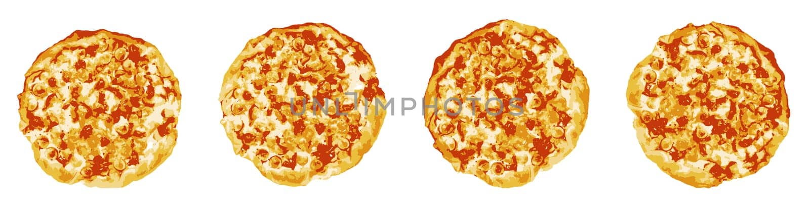 Homemade pepperoni pizza isolated on white background. Pepperoni is an American variety of salami, made from a cured mixture of pork and beef seasoned with paprika or other chili pepper