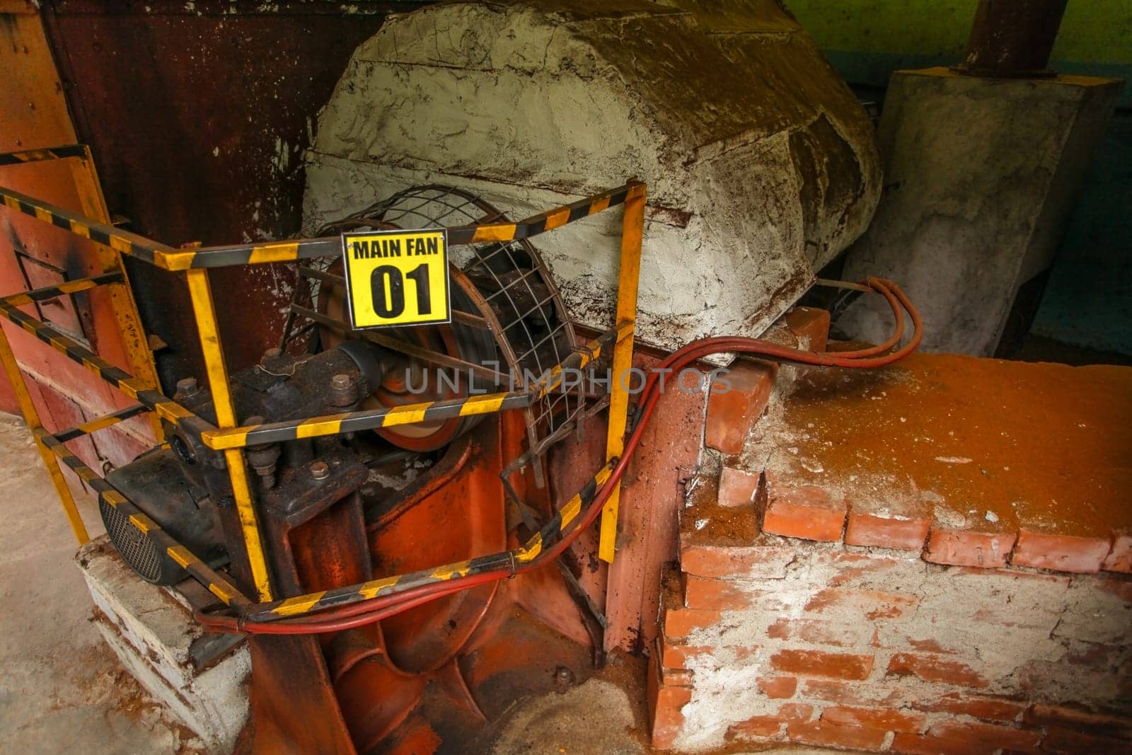 Vintage fan used to cool oven where tea is dried during tea manufacture process.