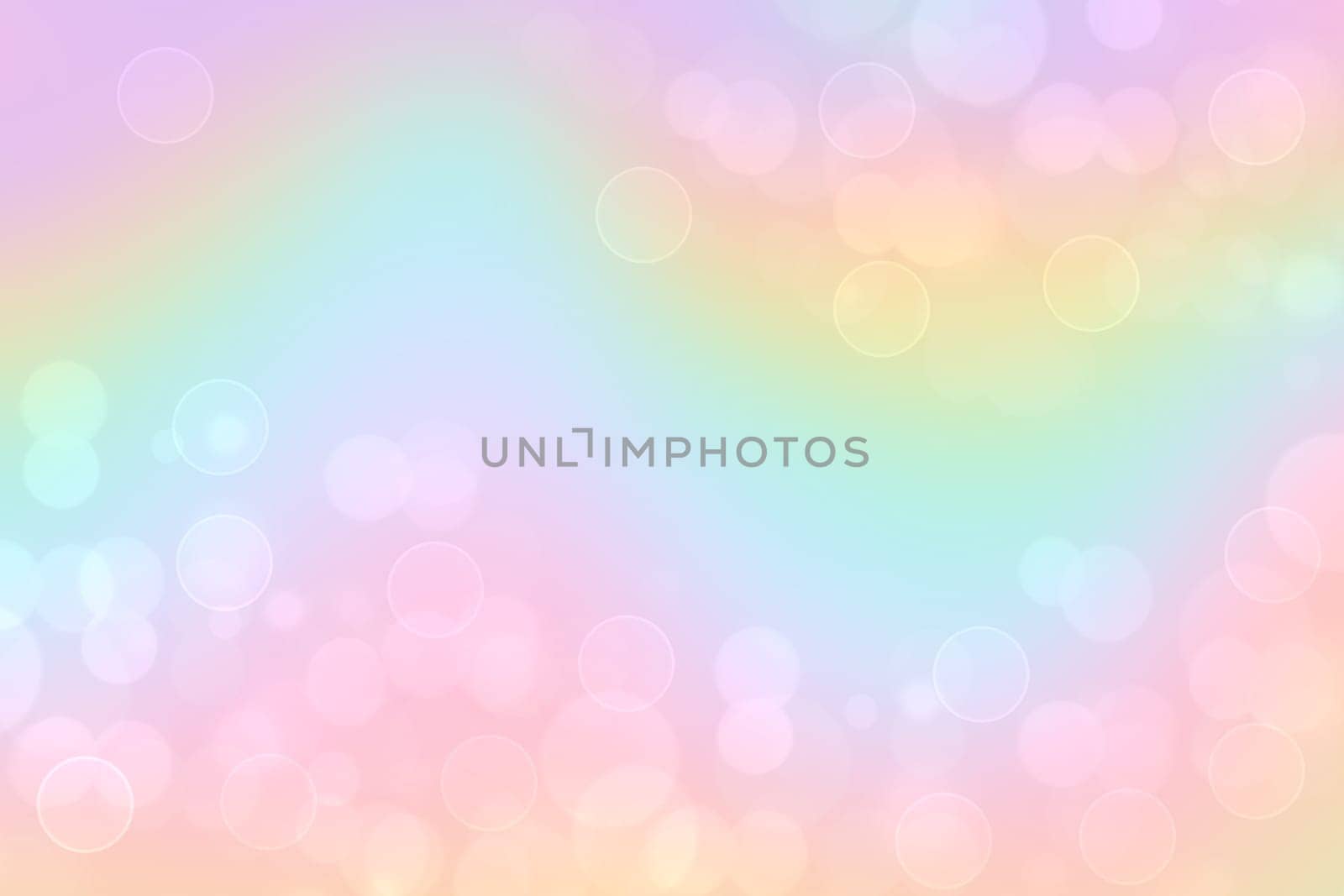 Abstract blurred vivid spring summer light delicate pastel yellow pink blue bokeh background texture with bright soft color circles and bokeh lights. Card concept. Beautiful backdrop illustration.