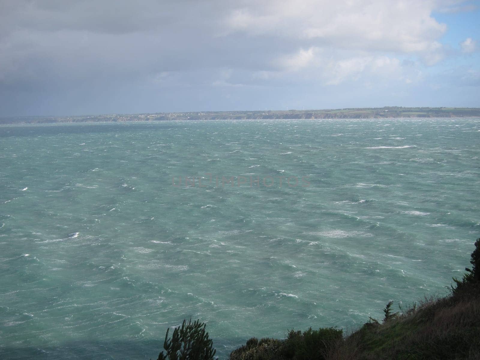 The bay of Saint-Brieuc seen from the Pointe du Roselier in Plérin