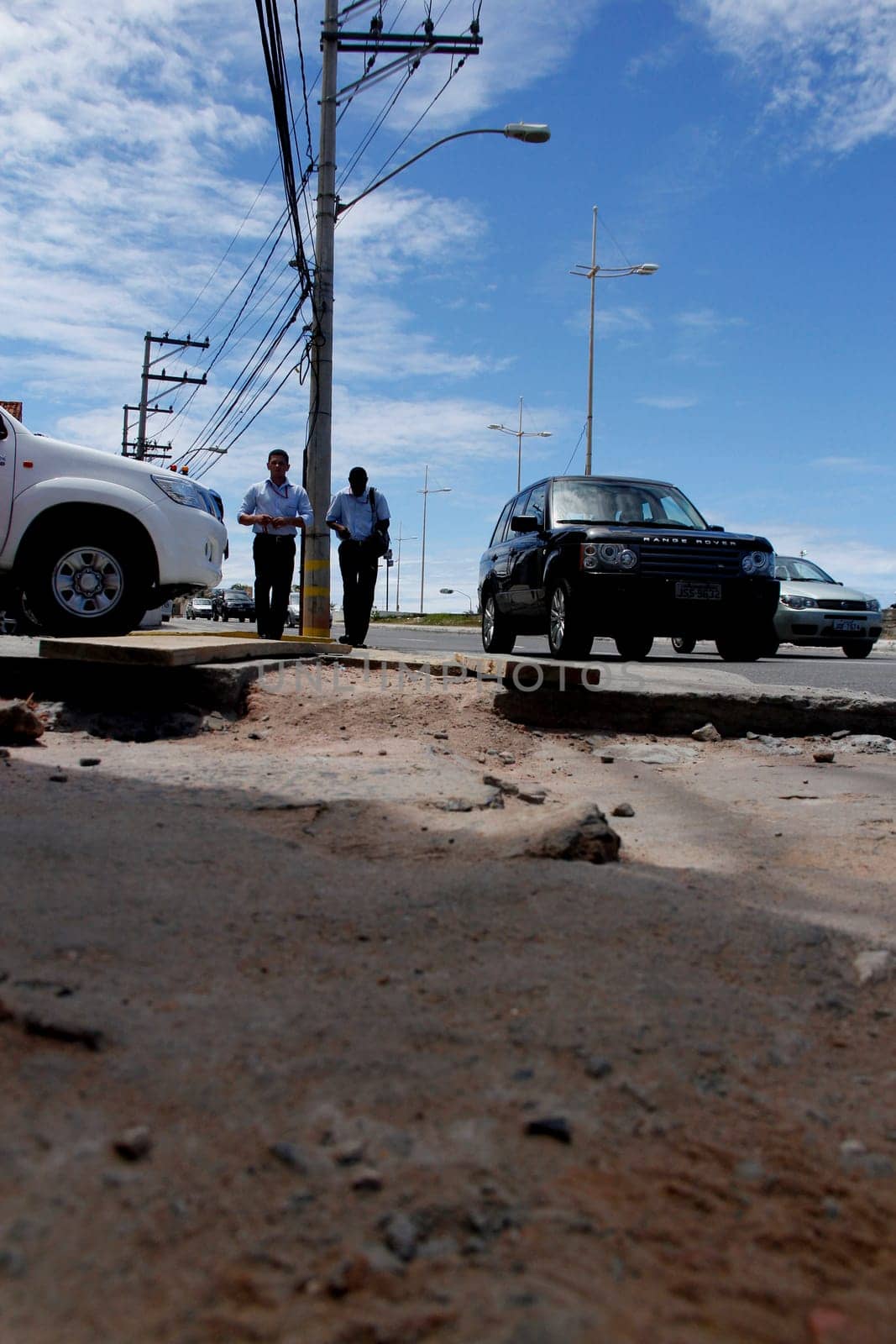 salvador, bahia / brazil - april 3, 2014: damaged walking area in the pituba neighborhood in the city of Salvador.
