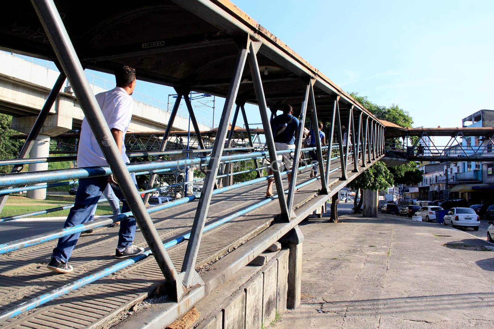 salvador, bahia / brazil - december 5, 2013: walkway for pedestrian crossing on avenue Mario Leal Ferreira in the city of Salvador.
