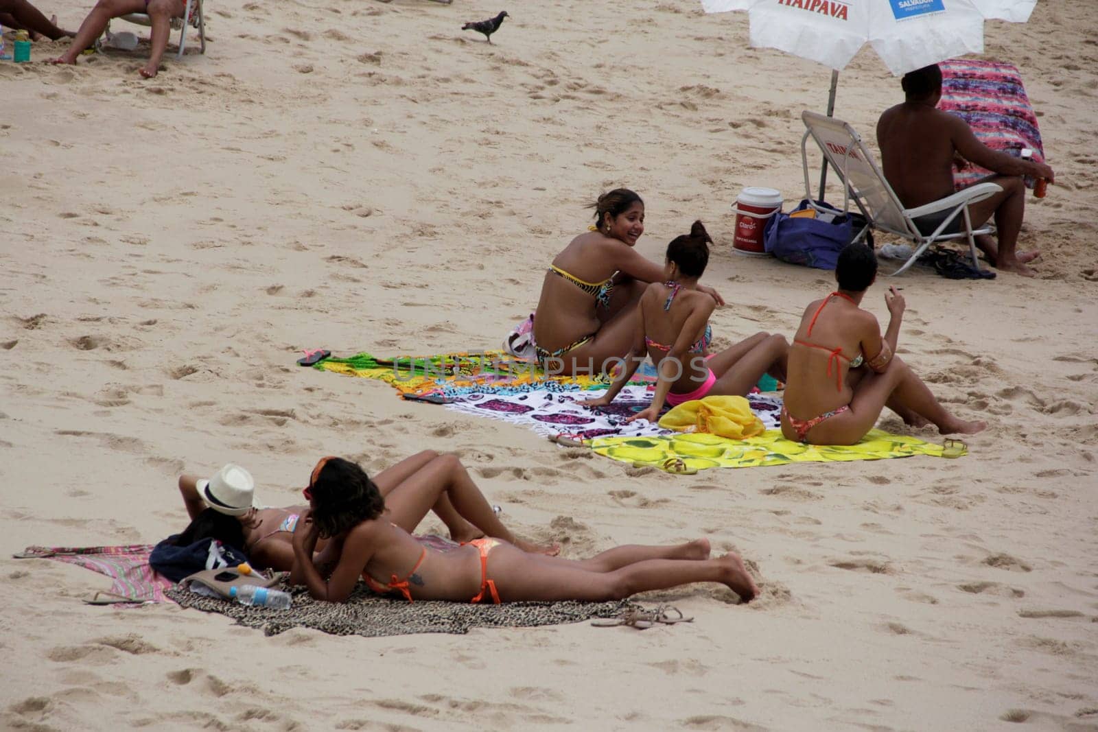 salvador, bahia / brazil - november 23, 2014: women are seen at Barra beach in the city of Salvador.