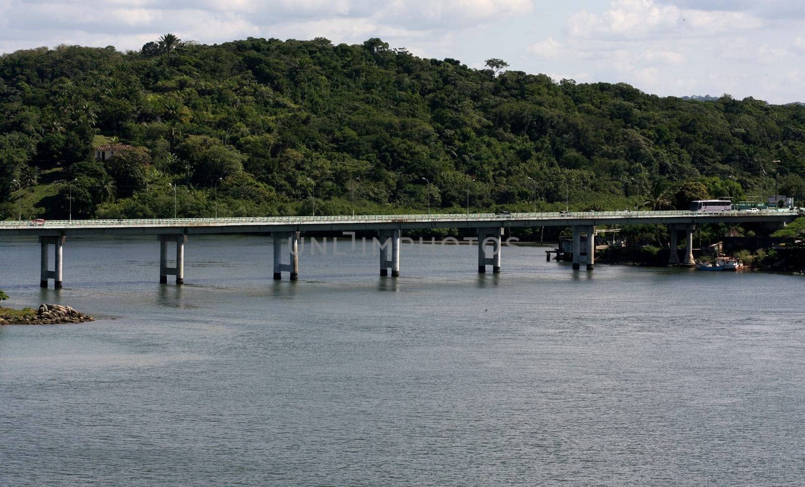 ilheus, bahia / brazil - july 8, 2011: view of the Lomanto Junho bridge, a structure that connects the Pontal neighborhood to the city center of Ilheus, in southern Bahia.