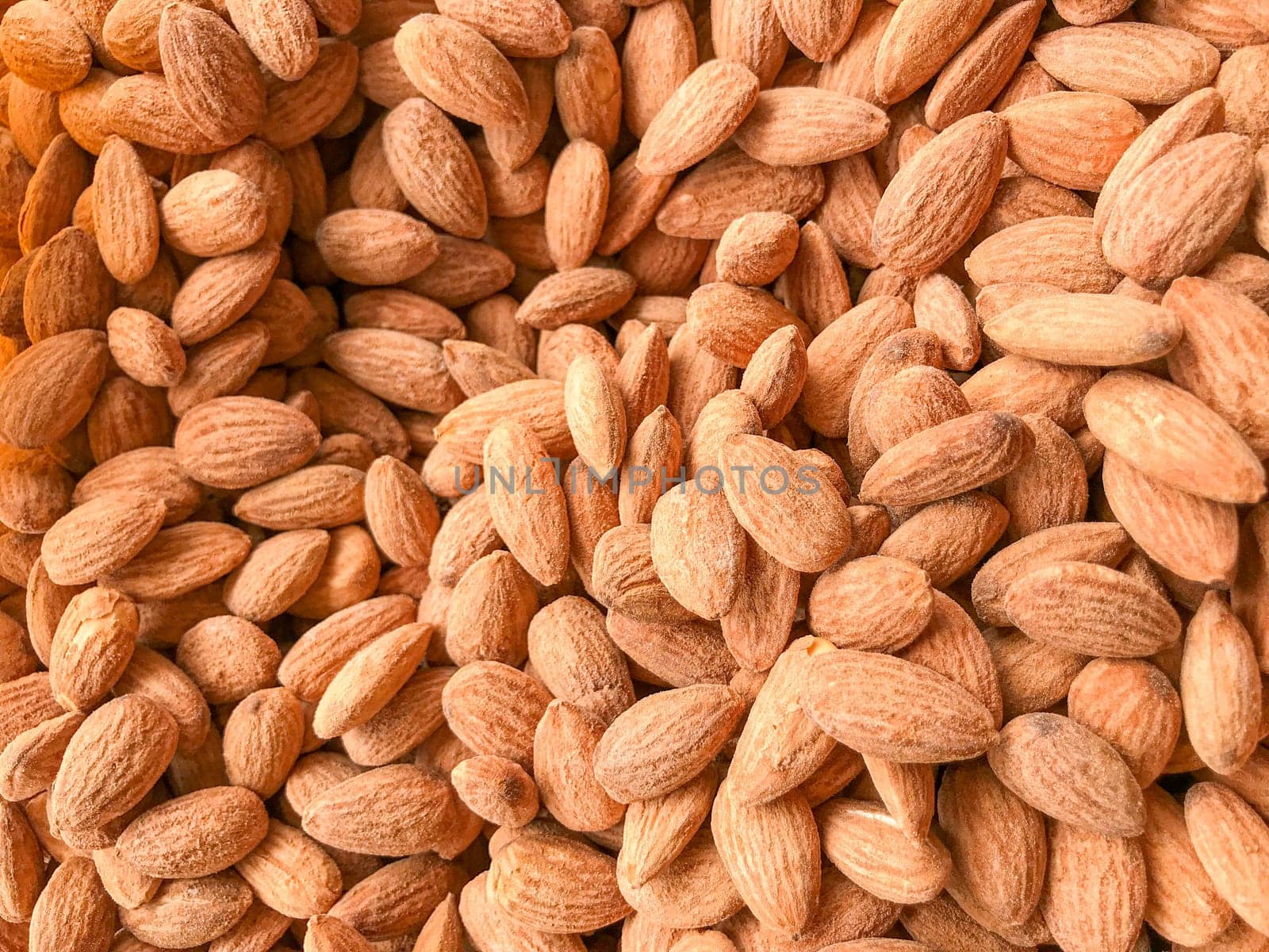 Full Frame Shot Of Raw Almonds. Healthy Fresh Food Background.