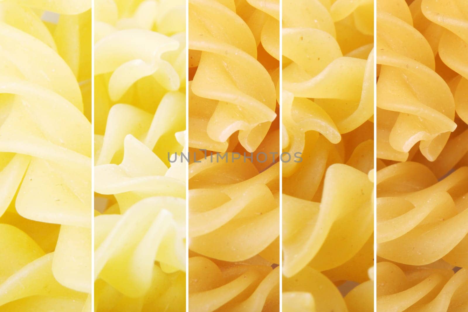 Collage Of Photos With Various Raw Pasta. Italian Cuisine Collection.