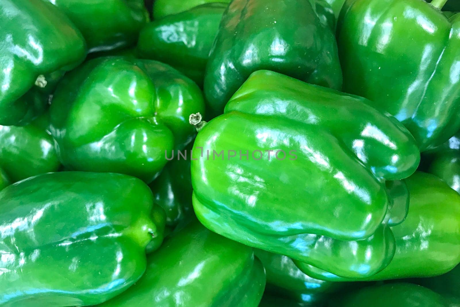 Close-Up Of Fresh Green Peppers. Healthy Fresh Food Background.