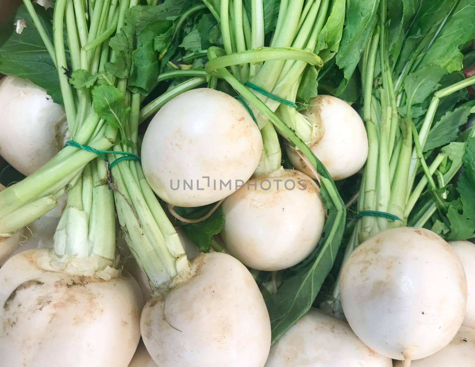 Close-Up Of White Radish. Healthy Fresh Food Background.