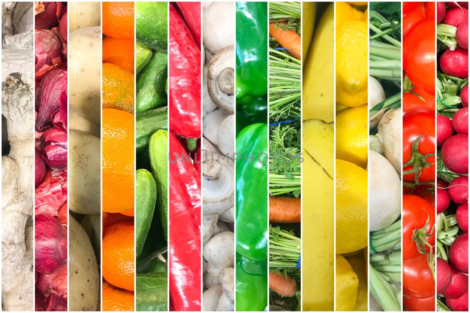 Collage Of Photos With Healthy Organic Fruits And Vegetables. Collection Of Healthy Fresh Food Backgrounds.