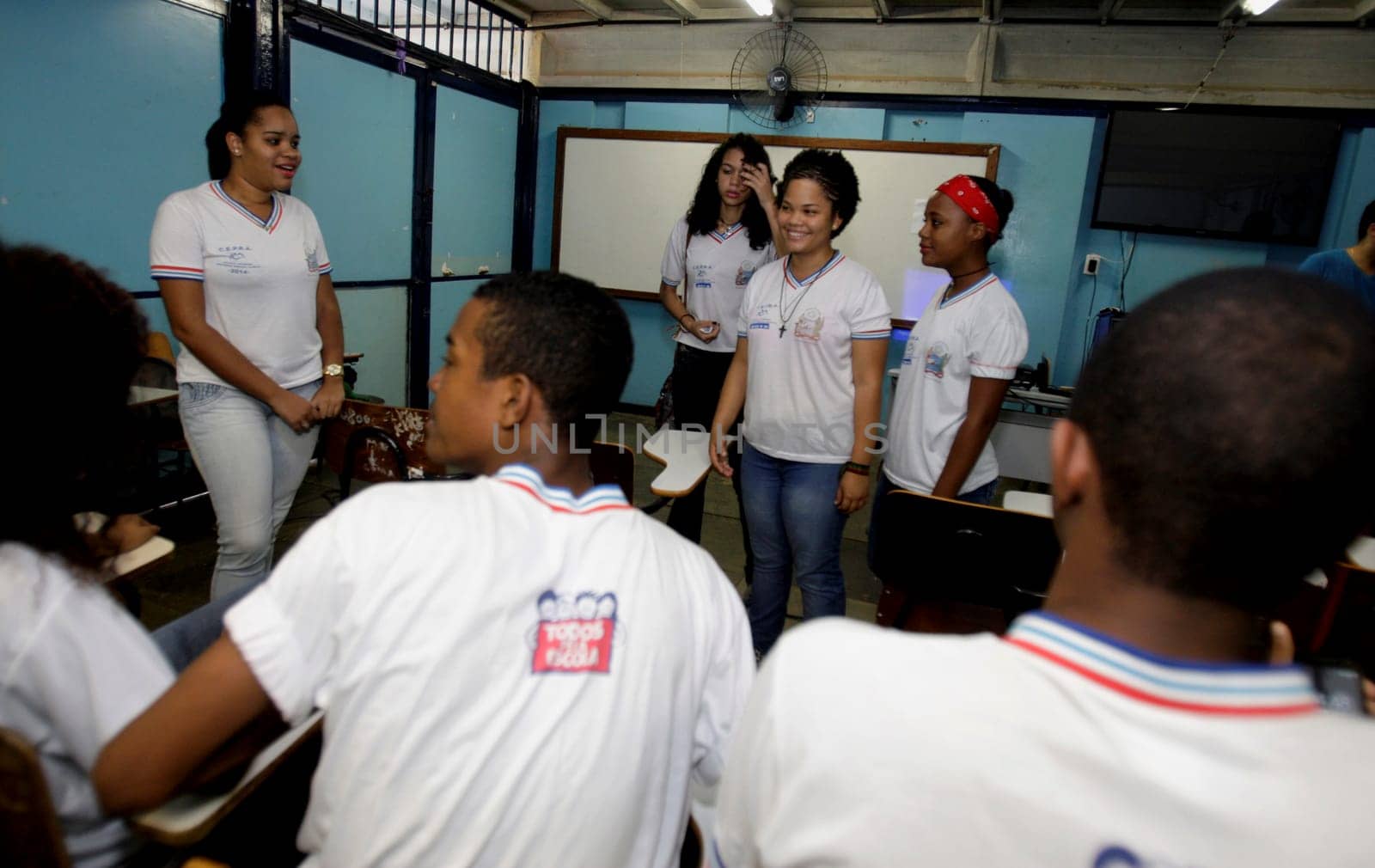 salvador, bahia / brazil - august 18, 2015: public school students are seen in a school classroom in the city of Salvador.