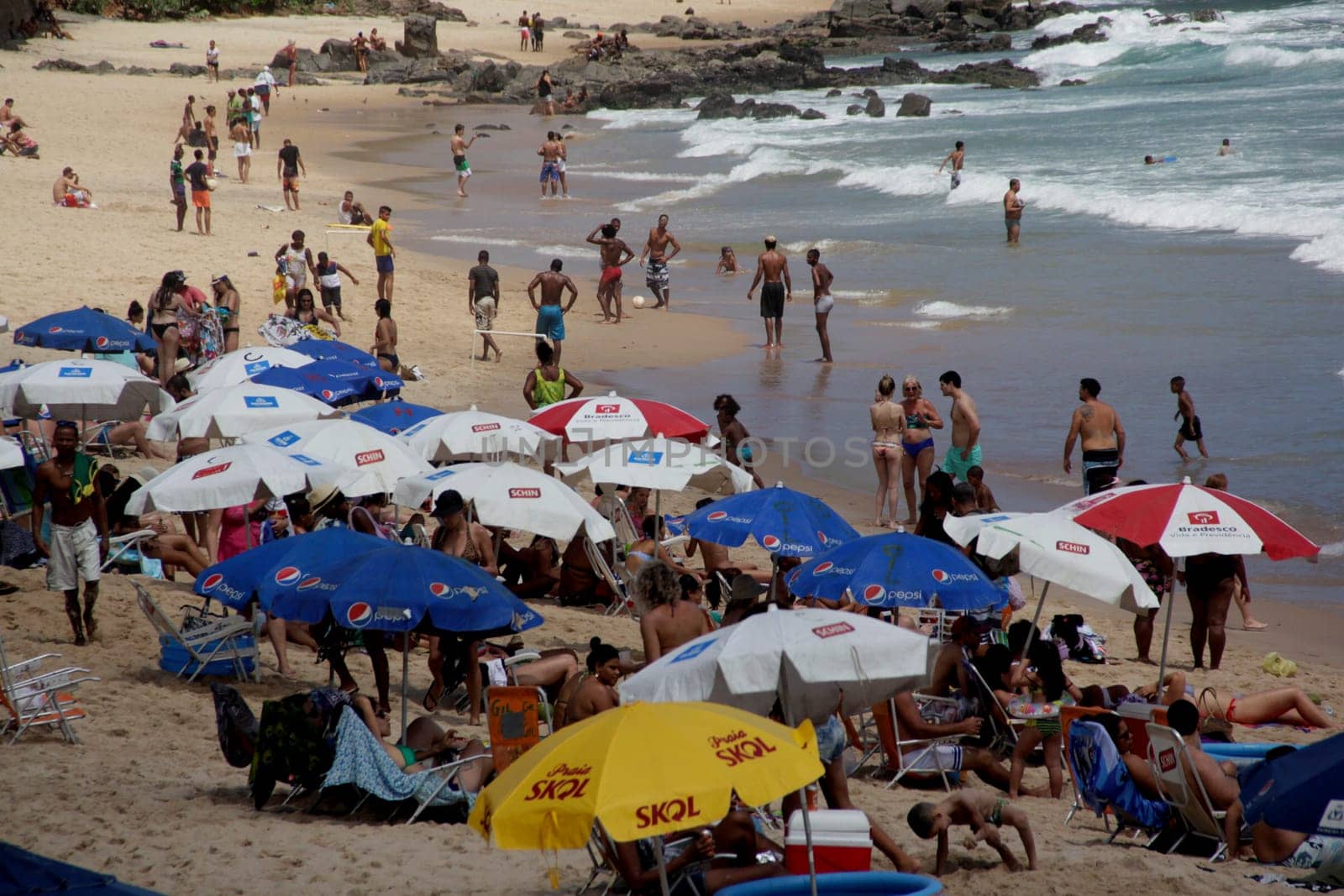 salvador, bahia / brazil - november 23, 2014: People are seen at the Barra beach in the city of Salvador.