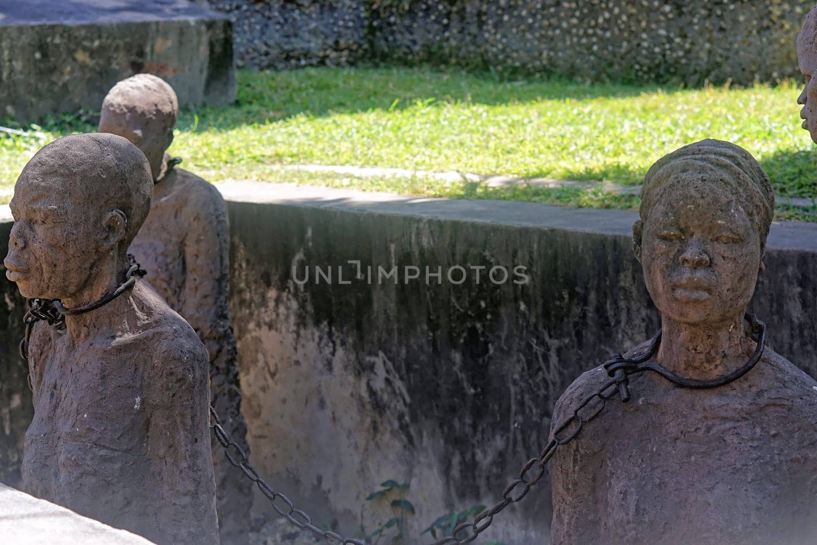 Zanzibar, Tanzania - July 18, 2017: African slave monument in Zanzibar city, Tanzania.