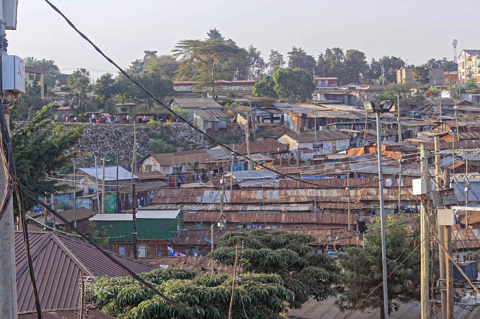 Nairobi, Kenya - July 10, 2017: Kibera biggest slum in Africa Nairobi, Kenya.