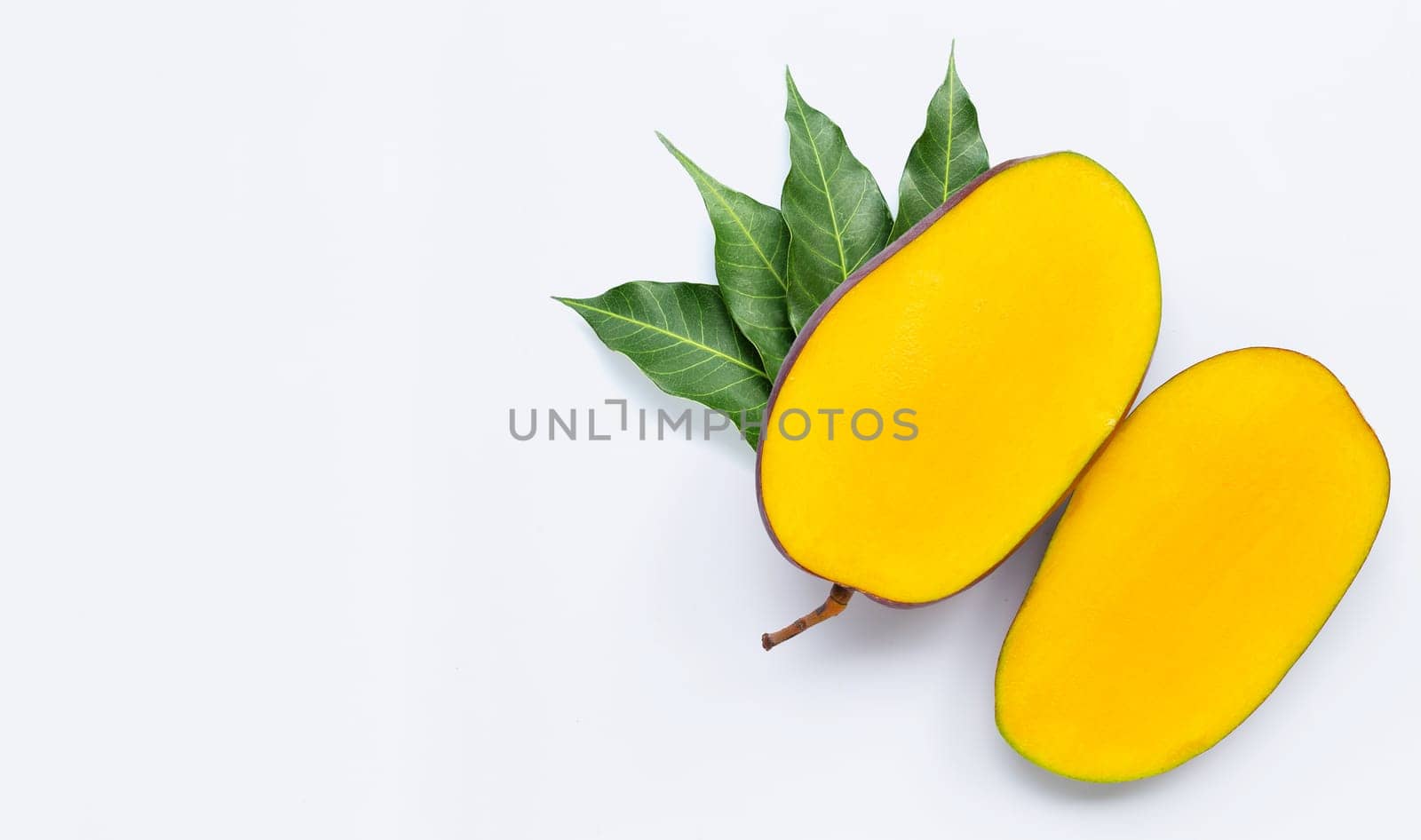 Tropical fruit, Mango on white background. Top view
