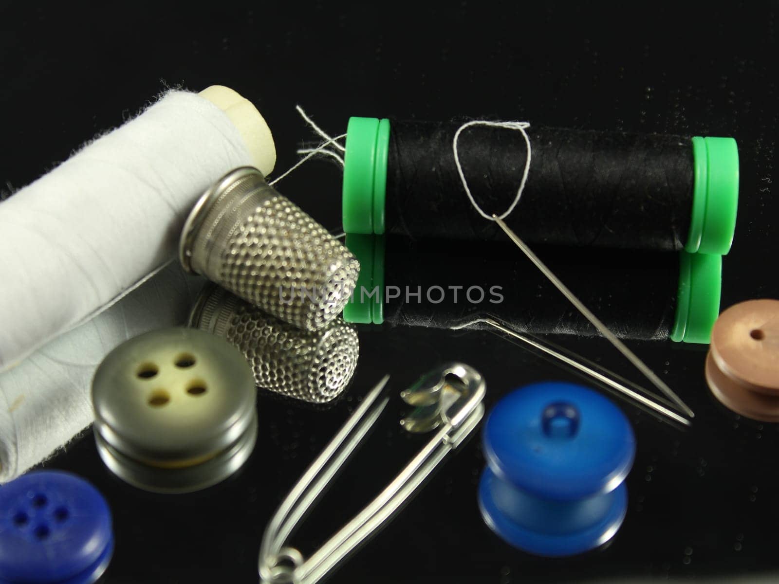 Sewing Needle thread scissors thimble tailor buttons