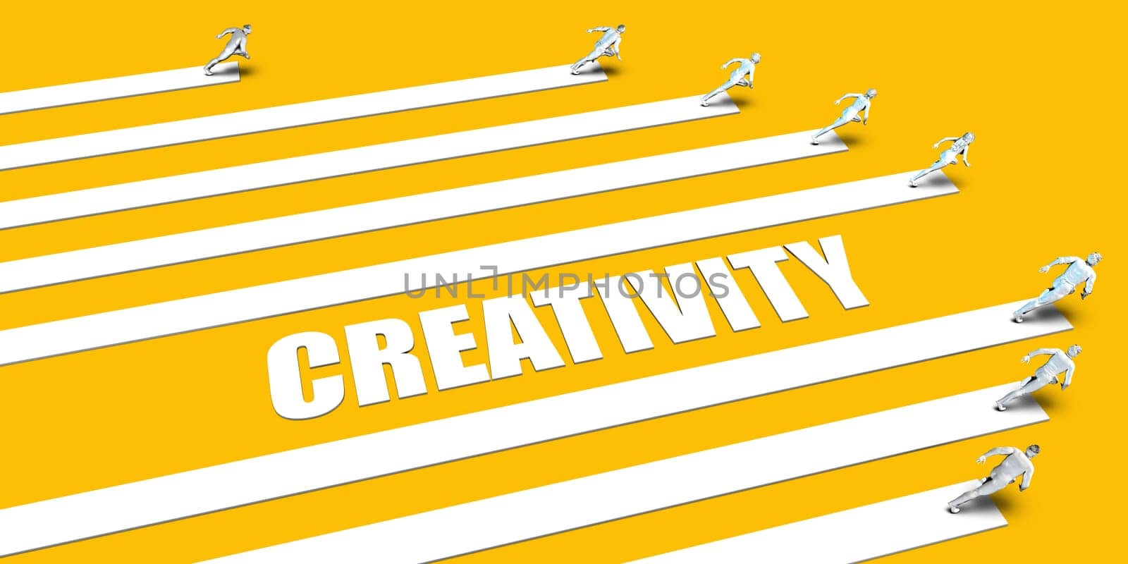 Creativity Concept with Business People Running on Yellow