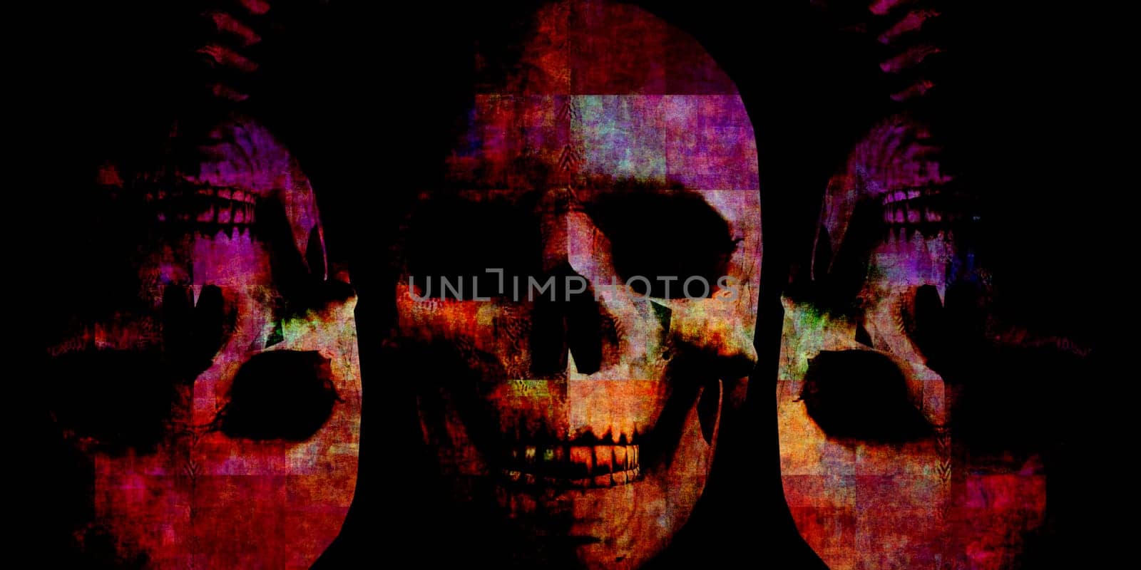 Halloween Background with Skulls Floating as Horror Theme