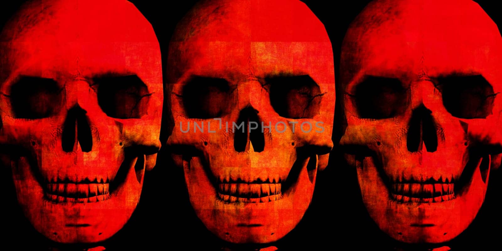 Halloween Background with Skulls Floating as Horror Theme