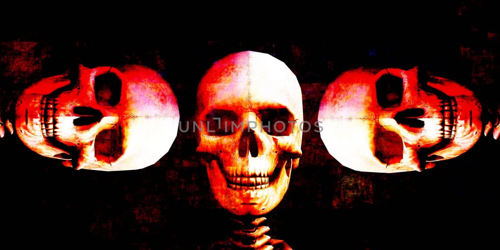 Halloween Background with Skulls Floating as Horror Theme