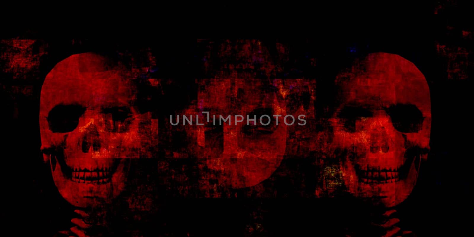 Halloween Background with Skulls Floating as Horror Theme