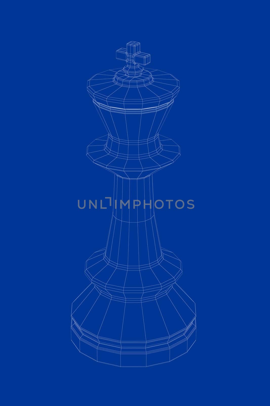 3d wire-frame model of king chess piece