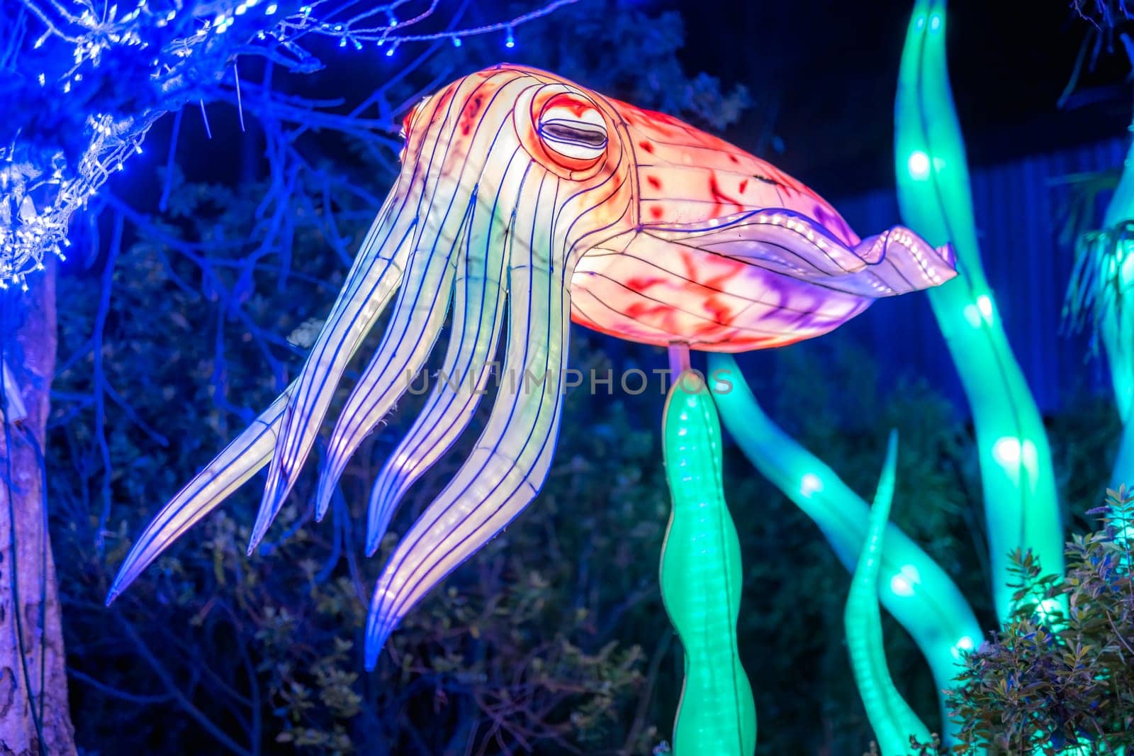 Dublin, Ireland, November 2018 Wild lights at Dublin zoo. Light displays of Ocean Lights, the Arctic and the North Pole themes
