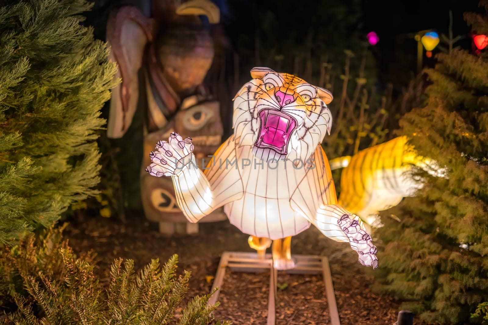 Dublin, Ireland, November 2018 Wild lights at Dublin zoo. Light displays of African animals