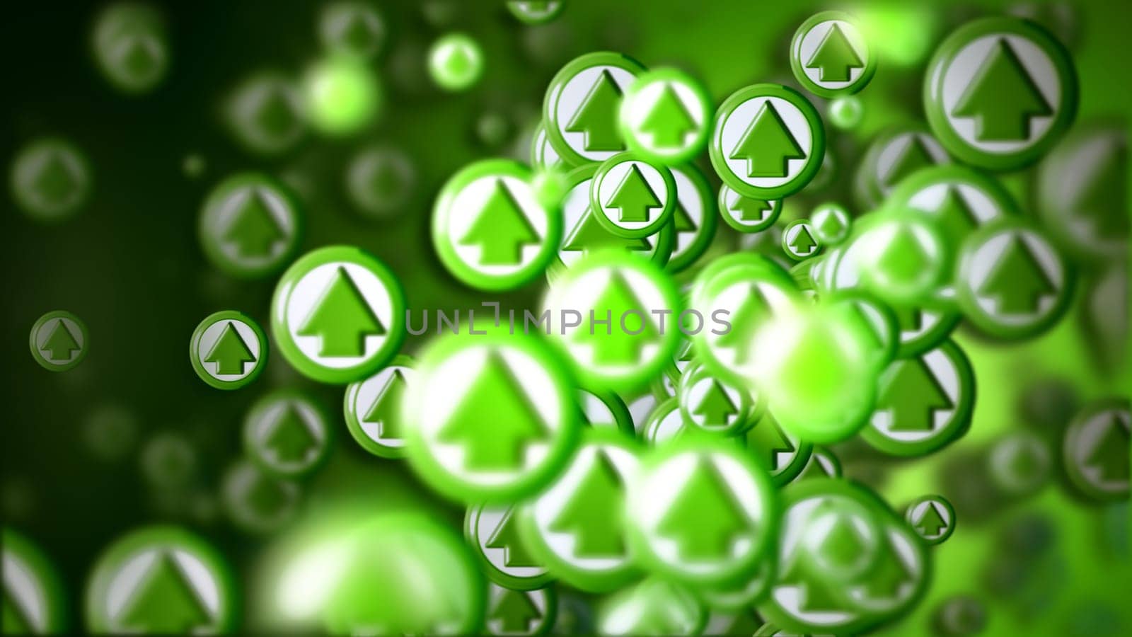 Group of arrows on green backdrop, as a sign of the right choice of internet community in cyberspace for determination direction of cooperation of the crowd for achieve the heights of success