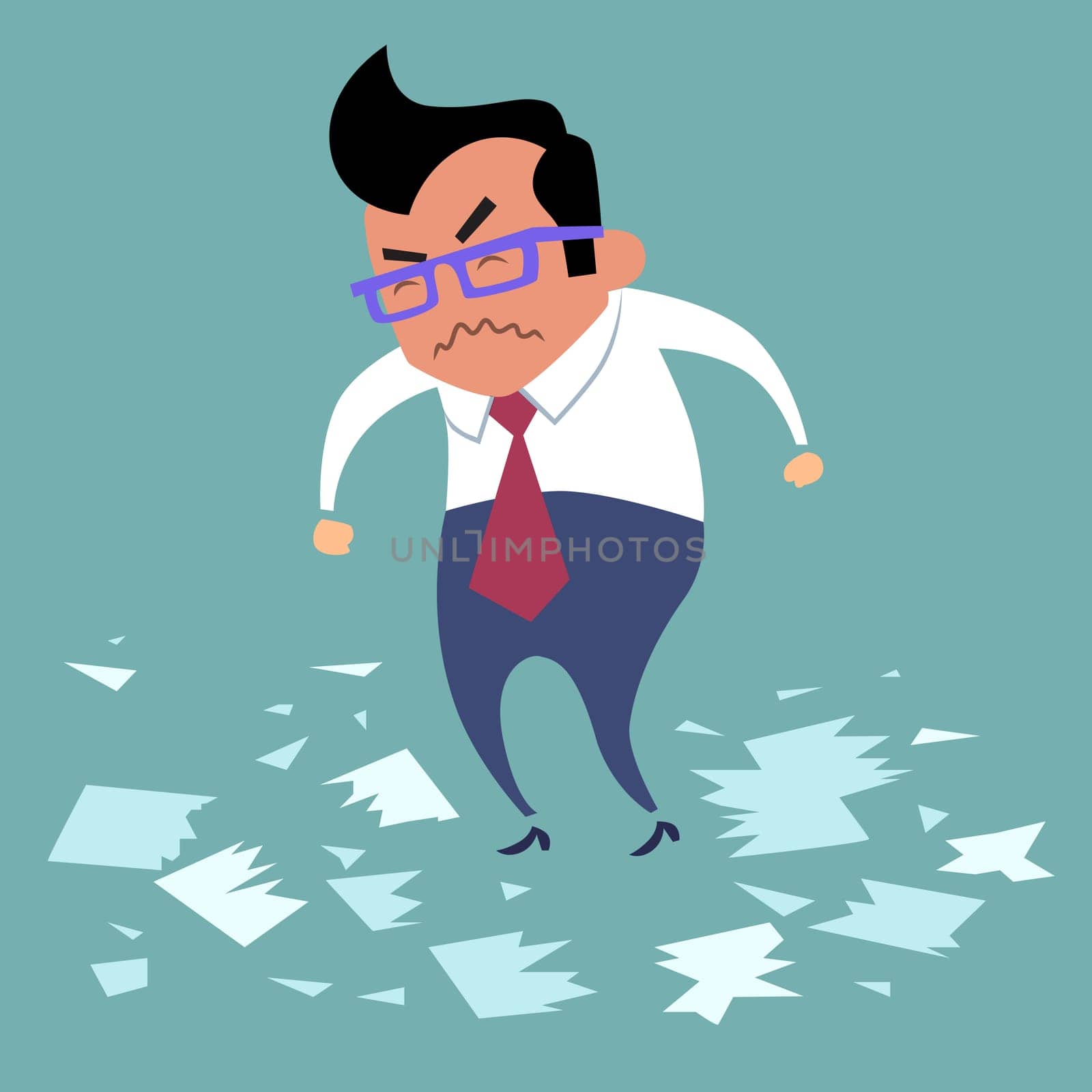 Businessman angry office work boss torn documents, a bad deal, bad day