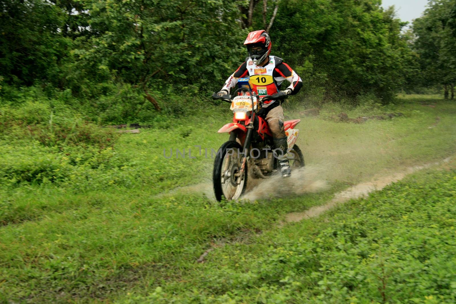 porto seguro, bahia / brazil - april 12, 2009: motorcyclist during motocross enduro in the city of Porto Seguro, in southern Bahia...